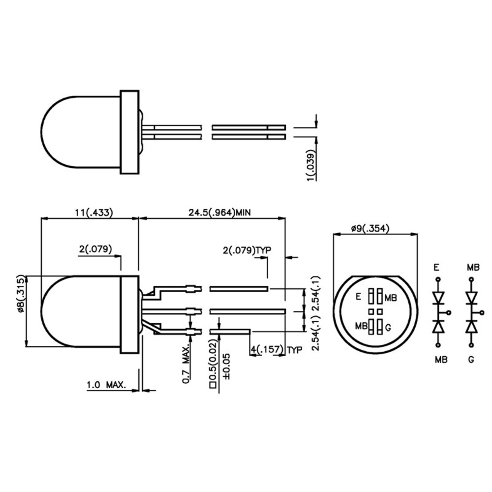 Kingbright LED LF79WAEMBGMBW, 8 mm, RGB, 20–30 mcd