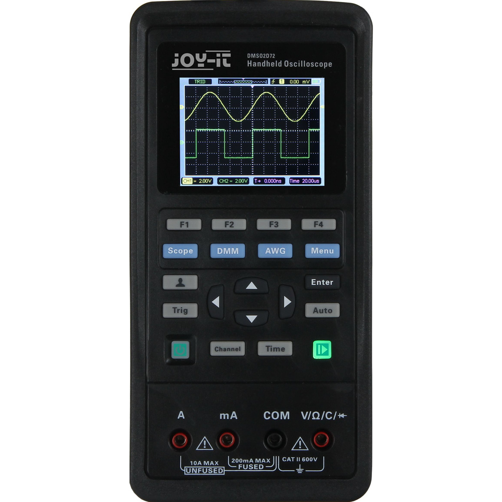 Joy-IT tragbares 3-in-1-Gerät JT-DMSO2D72 aus Oszilloskop, Signalgenerator und Multimeter