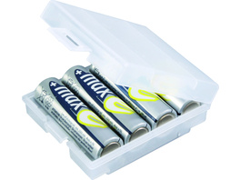 Batterie-/Akku-Box, weiß, für max. 4 Zellen AA/AAA