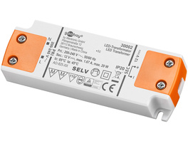 goobay LED-Netzteil / LED-Trafo, 20 W, 12 V DC, 1,67 A, Konstantspannung, IP20, ultraflach