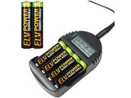 ELV Akku-Ladegerät BC-250 inkl. 2er-Pack ELV Power NiMH-Akku Micro, 1000 mAh