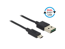 Delock USB 2.0 EASY-Kabel, USB-Stecker (Typ A) auf Micro-USB-Stecker (Typ B) (EASY), schwarz, 0,5 m