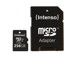 Intenso microSDXC-Karte UHS-I Premium, Class 10, mit SD-Adapter, 90 MB/S, 256 GB