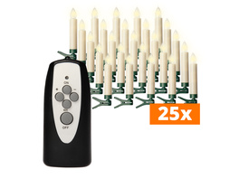 Innocom 25er-Set Kabellose Mini-LED-Baumkerzen, inkl. Batterien und IR-Fernbedienung, dimmbar