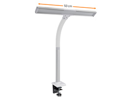 FeinTech 10-W-LED-Schreibtischleuchte / LED-Klemmleuchte LTL00310, Tischmontage, 50 cm, weiß-silber