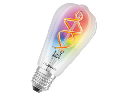 LEDVANCE SMART+ WiFi 4,5-W-LED-Lampe EDISON, E27, 300 lm, RGBW, 2700-6500 K, dimmbar, Alexa, App