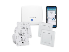 Homematic IP Smart Home Set Beleuchtung mit Access Point, 2x Schalt-Mess-Aktor, 2x Tasterwippe