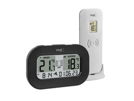 TFA Funk-Thermometer COOL@HOME, mit Uhrzeit und Datumsanzeige, Innen-/Außentemperatur