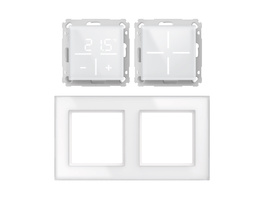 Homematic IP Set 1x Glastaster + Glas-Thermostat + Glasrahmen, weiß, HmIP-WGS + HmIP-WGT + HmIP-GF2