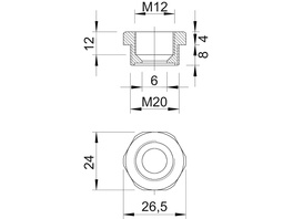 OBO Bettermann, Reduktion, metrisches Gewinde; M20 M12 (1 Stück)
