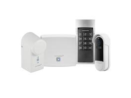 Homematic IP Smart Home Set mit Starter Set Mini Zutritt, Keypad und Video-Türklingel, HmIP-SK25, HmIP-WKP und HmIP-CODB