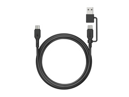 GP Daten- und Ladekabel, 2in1, USB-C/USB-A zu USB-C, 1,5 m, Schwarz