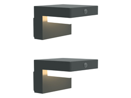 2er Set Solar-Wandleuchte mit PIR,  Gun Grey