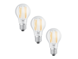 Osram LED Base Classic A 75 Filament, 7,5 W, 1055 lm, E27, kaltweiß, klar, 3er Pack