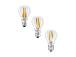 Osram LED Classic A 60, Filament, EEK A, 3,8 W, 806 lm, E27, warmweiß, klar, 3er Pack