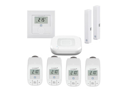Homematic IP Set Raumklima mit HmIP-HAP2,  HmIP-WTH-1, 2x  HmIP-SWDO-2, 4x HmIP-eTRV-B