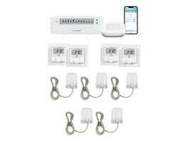 Homematic IP Smart Home Set Raumklima Access Point 2, Fußbodenheizungscontroller, 4 Wandthermostate und 5 Stellantriebe