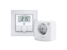 Homematic IP Smart Home Set Elektroheizungssteuerung – basic mit Wandthermostat mit Luftfeuchtigkeitssensor und Schaltsteckdose, HmIP-WTH-3 und HmIP-PS-2