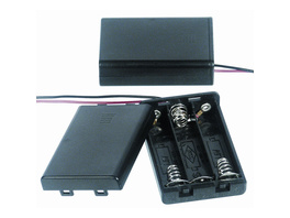 Batterie- und Akkuhalter für 3 x Micro  mit Anschlusskabel und An-/Aus-Schalter